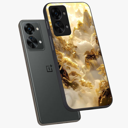 Gates of Illumination Glass Case for 1+Nord 2T angled mockup showcasing glossy finish and radiant light detailing