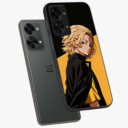 Golden Shadow Commander Glass Case for 1+Nord 2T angled mockup showcasing glossy finish and bold golden accents