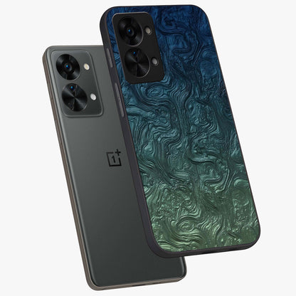 Marble Dream Blur Glass Case for 1+Nord 2T angled mockup showcasing glossy finish and smooth gradient tones