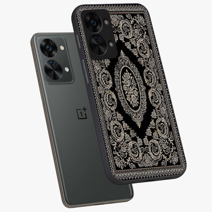 Noir Bloom Elegance Glass Case for 1+Nord 2T angled mockup showcasing glossy finish and refined bloom detailing