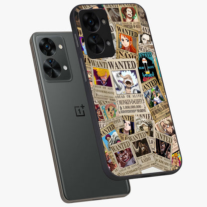 Pirate Wanted Legends Glass Case for 1+Nord 2T angled mockup showcasing glossy glass finish and dramatic vintage tones