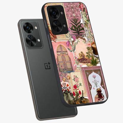 Royal Pink Legacy Glass Case for 1+Nord 2T angled mockup showcasing glossy finish and refined pastel tones