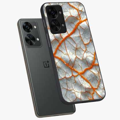 Snarl Zone Buzz Glass Case for 1+Nord 2T angled mockup showcasing glossy finish and high contrast detailing