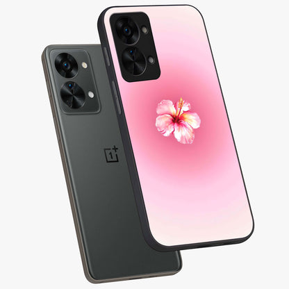 Soft Petal Serenity Glass Case for 1+Nord 2T angled mockup showcasing glossy finish and calming bloom detailing