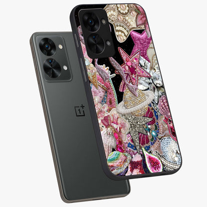 Starlit Jewel Dream Glass Case for 1+Nord 2T angled mockup showcasing glossy finish and radiant detailing