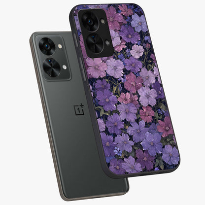 Velvet Bloom Tapestry Glass Case for 1+Nord 2T angled mockup showcasing glossy finish and deep velvet tones