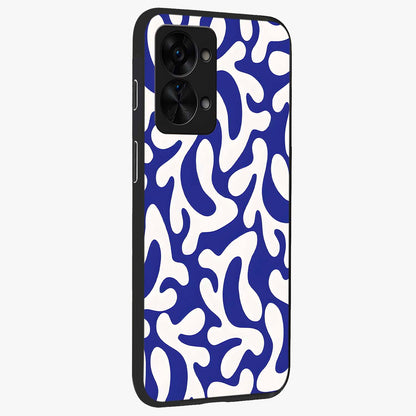 Abstract Coral Waves Glass Case for 1+Nord 2T side perspective highlighting dynamic wave patterns and premium build