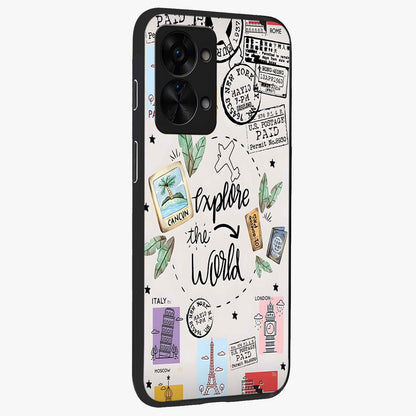 Adventure Awaits Art Glass Case for 1+Nord 2T side perspective highlighting motivational travel graphic details