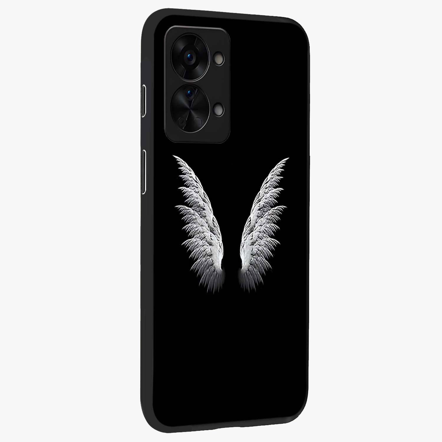 Angel Wing Grace Glass Case for 1+Nord 2T side perspective highlighting delicate wing illustration details