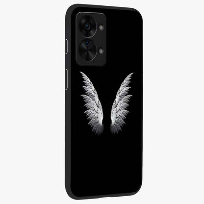 Angel Wing Grace Glass Case for 1+Nord 2T side perspective highlighting delicate wing illustration details