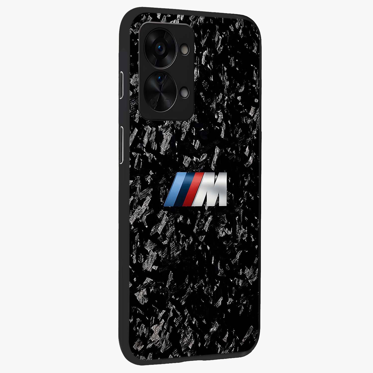 Carbon Speed Mark Glass Case for 1+Nord 2T side perspective highlighting sleek sporty detailing and premium build