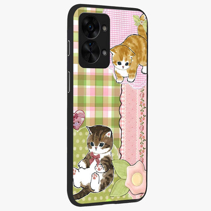 Cats Sweet Button Glass Case for 1+Nord 2T side perspective highlighting playful details and sleek premium build