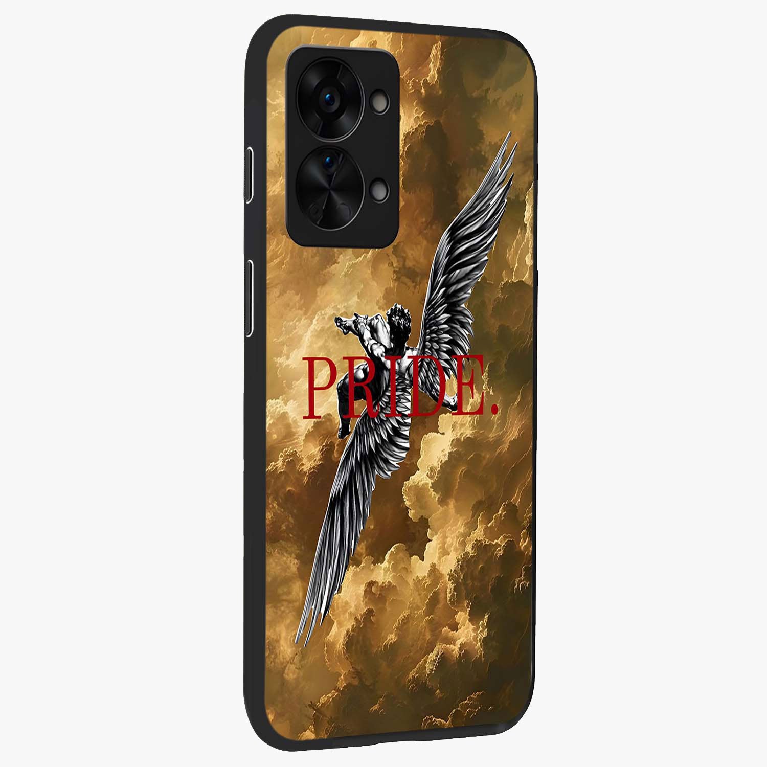 Celestial Fallen Pride Glass Case for 1+Nord 2T side perspective highlighting deep space textures and premium edge finish