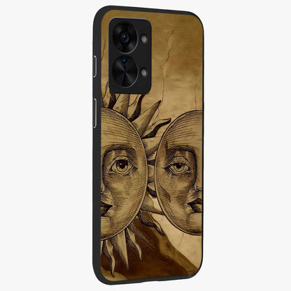 Celestial Relic Glow Glass Case for 1+Nord 2T side perspective highlighting intricate celestial textures and sleek build