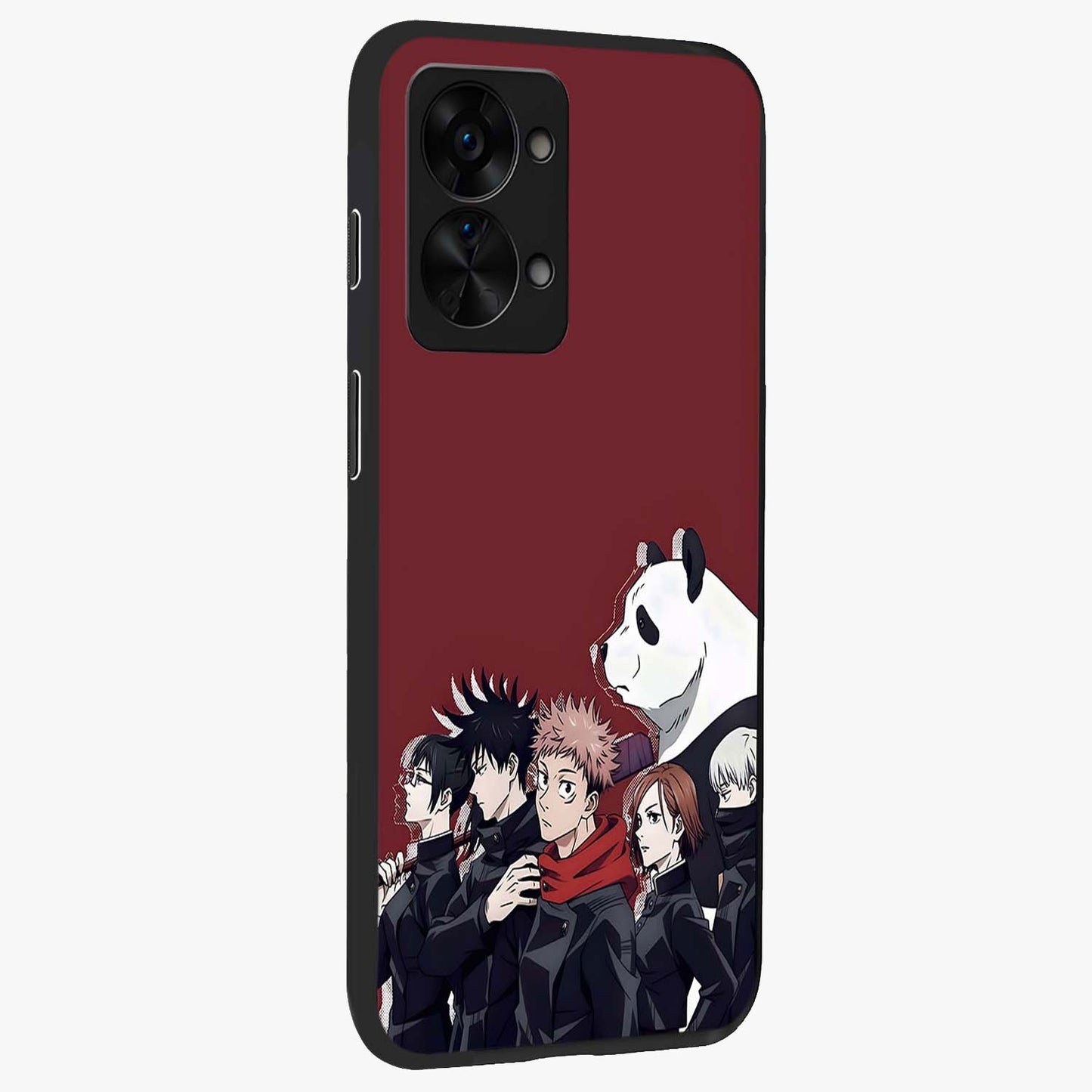Crimson Crow Judgment Glass Case for 1+Nord 2T side perspective highlighting detailed feather textures and smooth edges