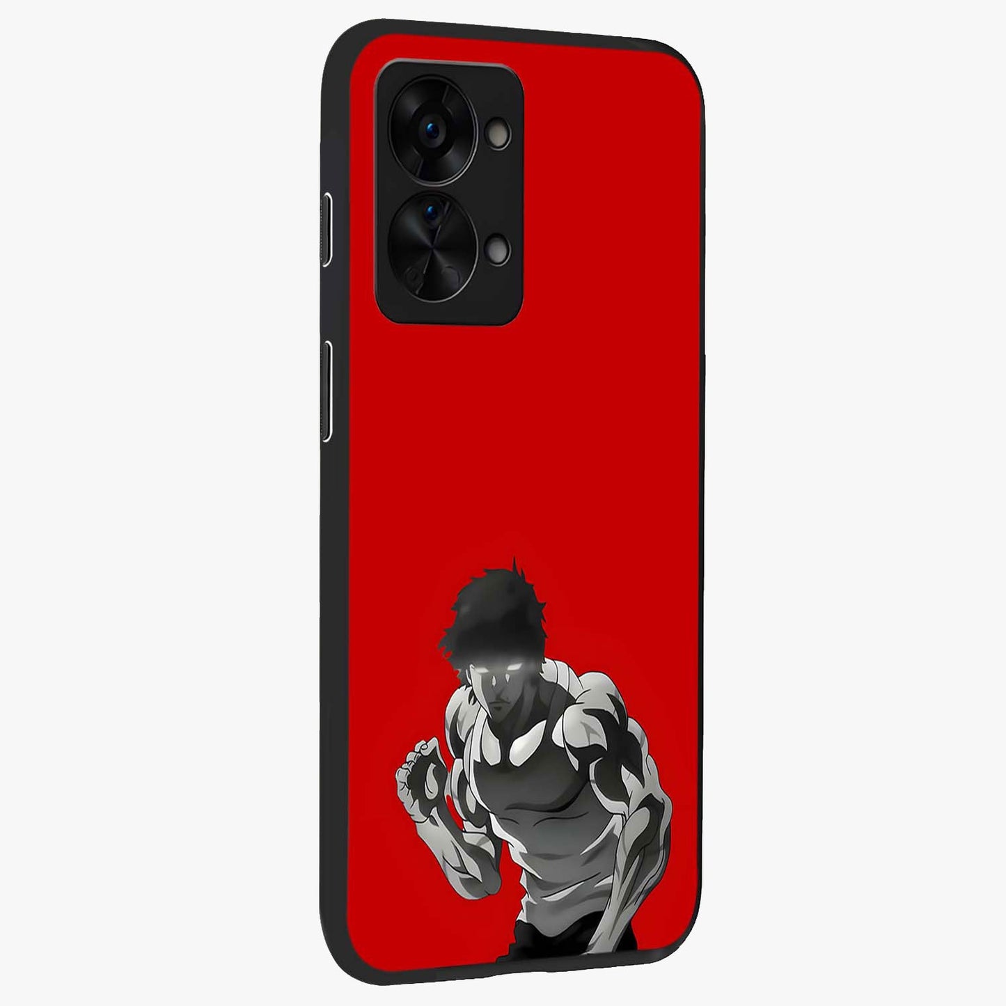 Crimson Power Rush Glass Case for 1+Nord 2T side perspective highlighting sharp detailing and premium sporty edge