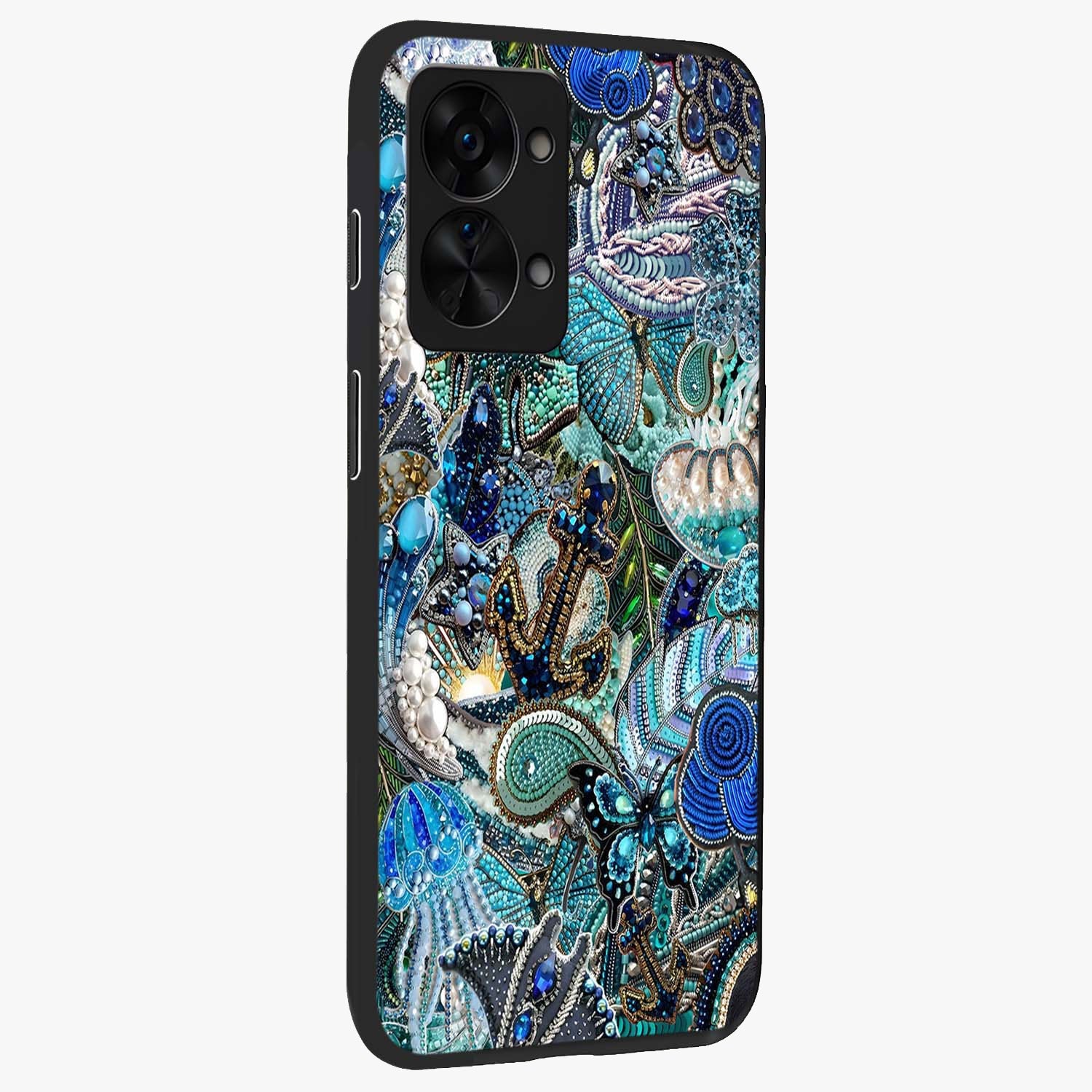 Crystal Ocean Magic Glass Case for 1+Nord 2T side perspective highlighting wave textures and smooth premium build