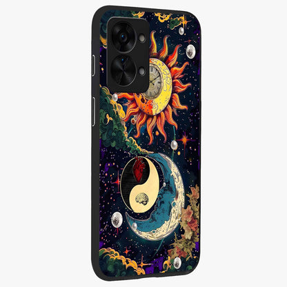 Future Universe Glass Case for 1+Nord 2T side perspective highlighting dynamic galaxy textures and premium edges