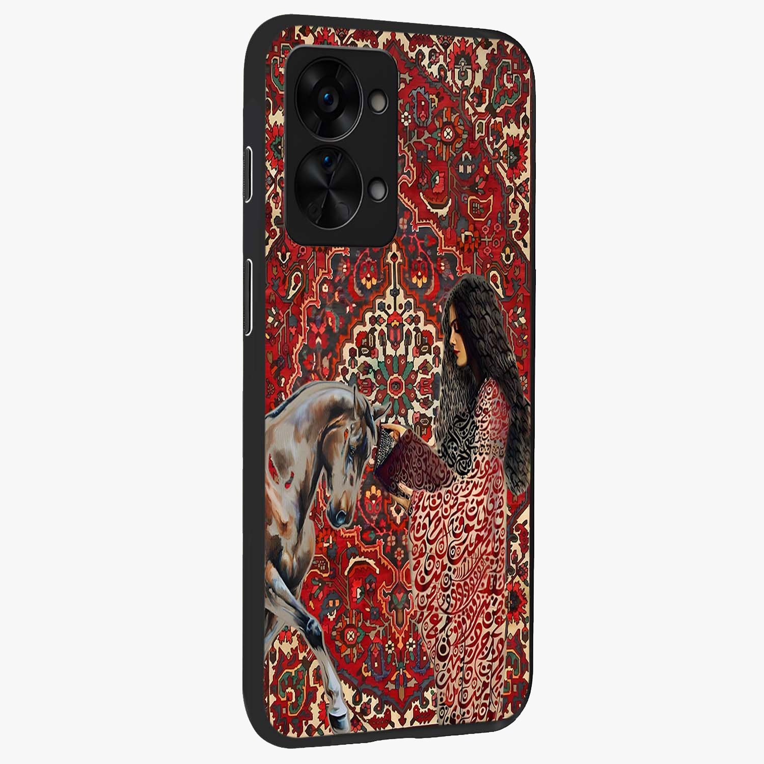 Girl With Horse Glass Case for 1+Nord 2T side perspective highlighting graceful equestrian detailing and smooth build