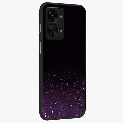 Glittery Purple Bokeh Glass Case for 1+Nord 2T side perspective highlighting glowing textures and sleek premium edges