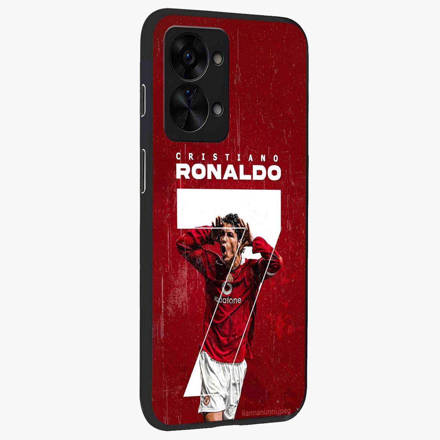 Goal Celebration Legacy Glass Case for 1+Nord 2T side perspective highlighting bold detailing and premium edge finish