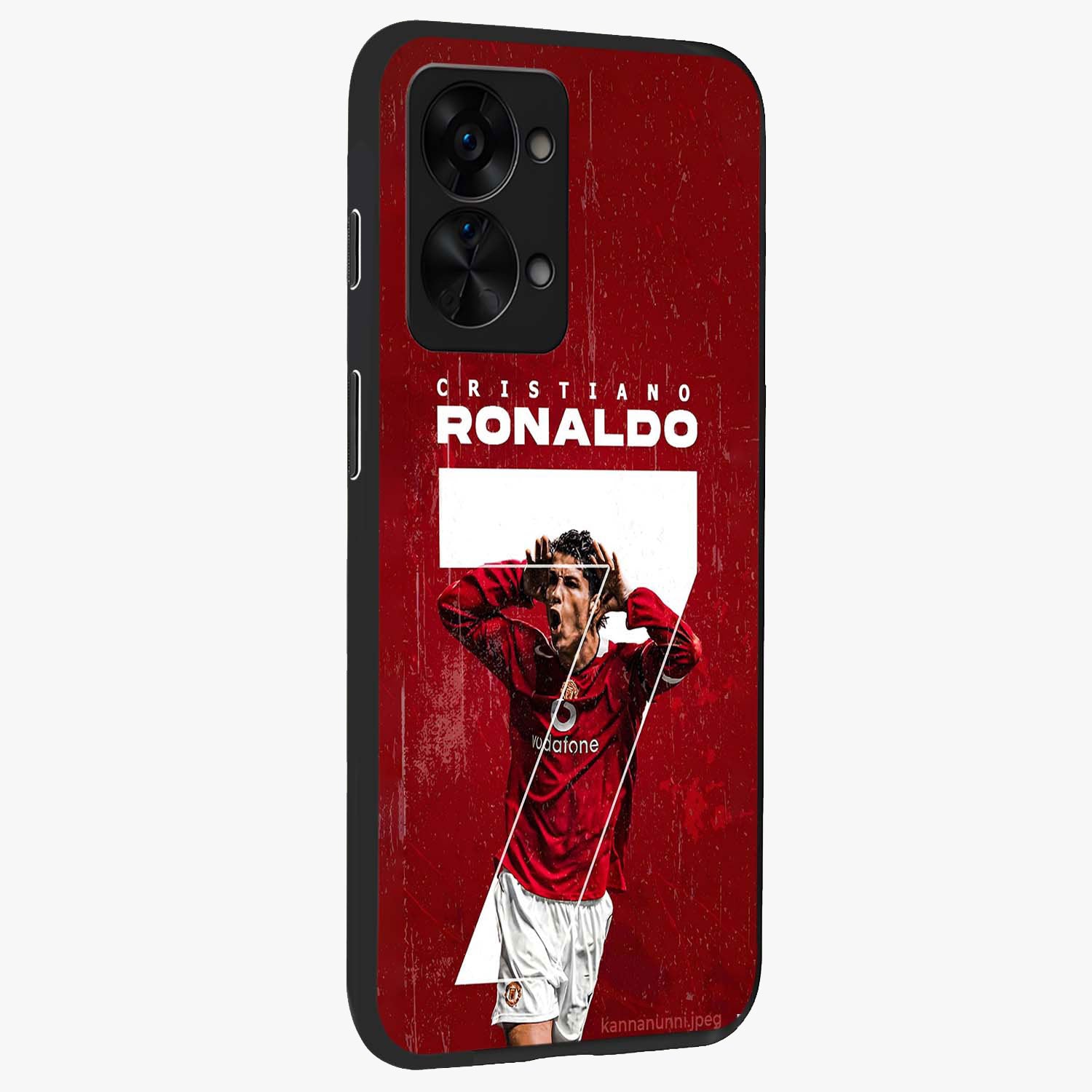 Goal Celebration Legacy Glass Case for 1+Nord 2T side perspective highlighting bold detailing and premium edge finish