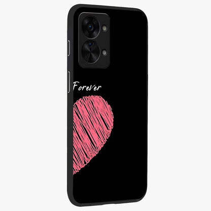 Love Forever Together Right Glass Case for 1+Nord 2T side perspective highlighting sweet illustration textures and premium edges