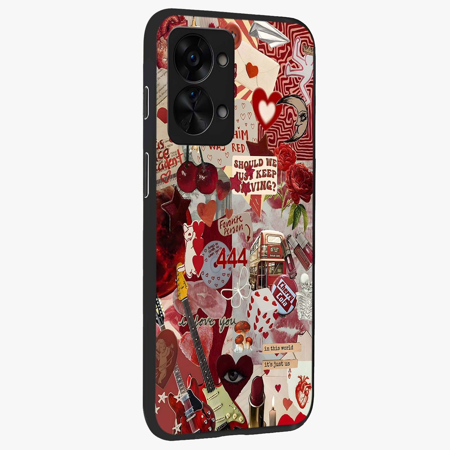 Lover’S Red Chaos Glass Case for 1+Nord 2T side perspective highlighting edgy detailing and premium build