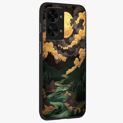Lunar Silk Garden Glass Case for 1+Nord 2T side perspective highlighting delicate bloom detailing and premium edges