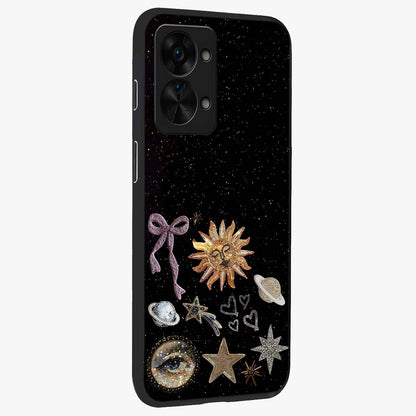 Magical Jewelry Vibe Glass Case for 1+Nord 2T side perspective highlighting radiant textures and sleek premium build