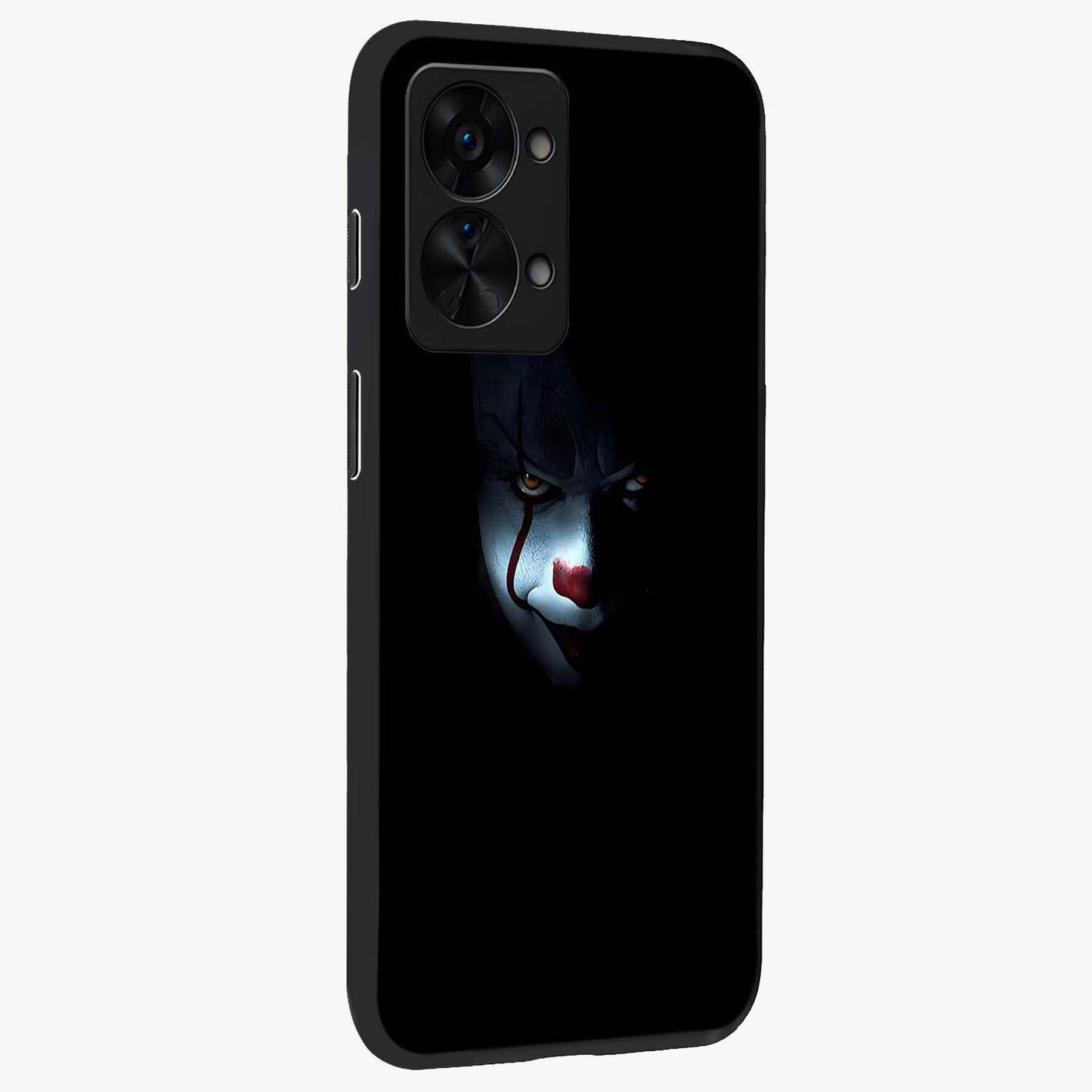 Midnight Madness Smile Glass Case for 1+Nord 2T side perspective highlighting expressive textures and sleek edges