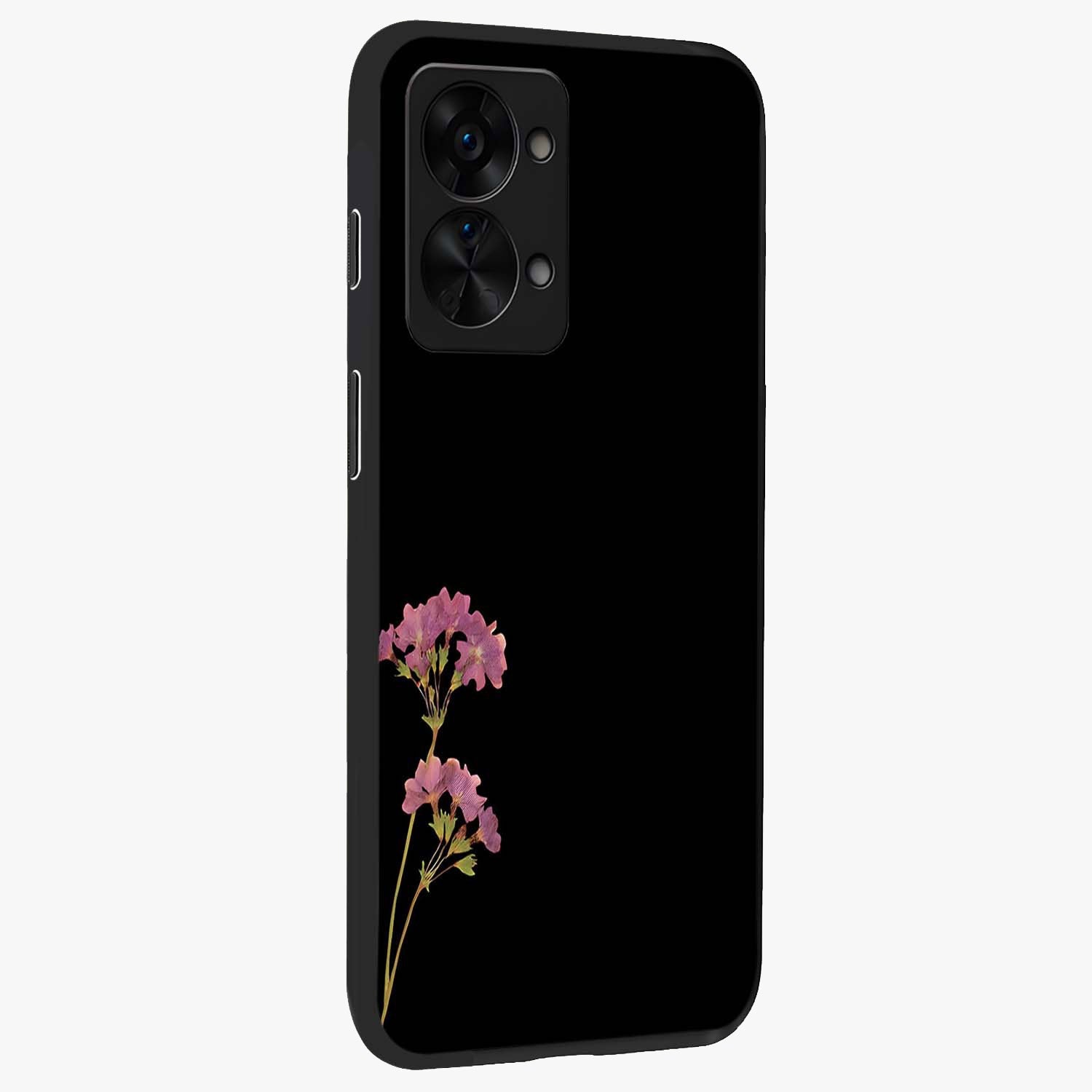 Riching Lavender Flower Glass Case for 1+Nord 2T side perspective highlighting delicate bloom textures and premium edges