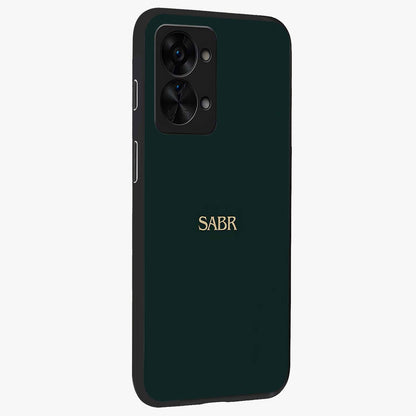 Sabr Minimal Patience Glass Case for 1+Nord 2T side perspective highlighting elegant text detailing and sleek build
