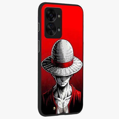 Scarlet Pirate Resolve Glass Case for 1+Nord 2T side perspective highlighting strong character detailing and sleek premium build
