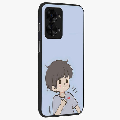 Sending You Love Glass Case for 1+Nord 2T side perspective highlighting elegant text detailing and smooth premium build