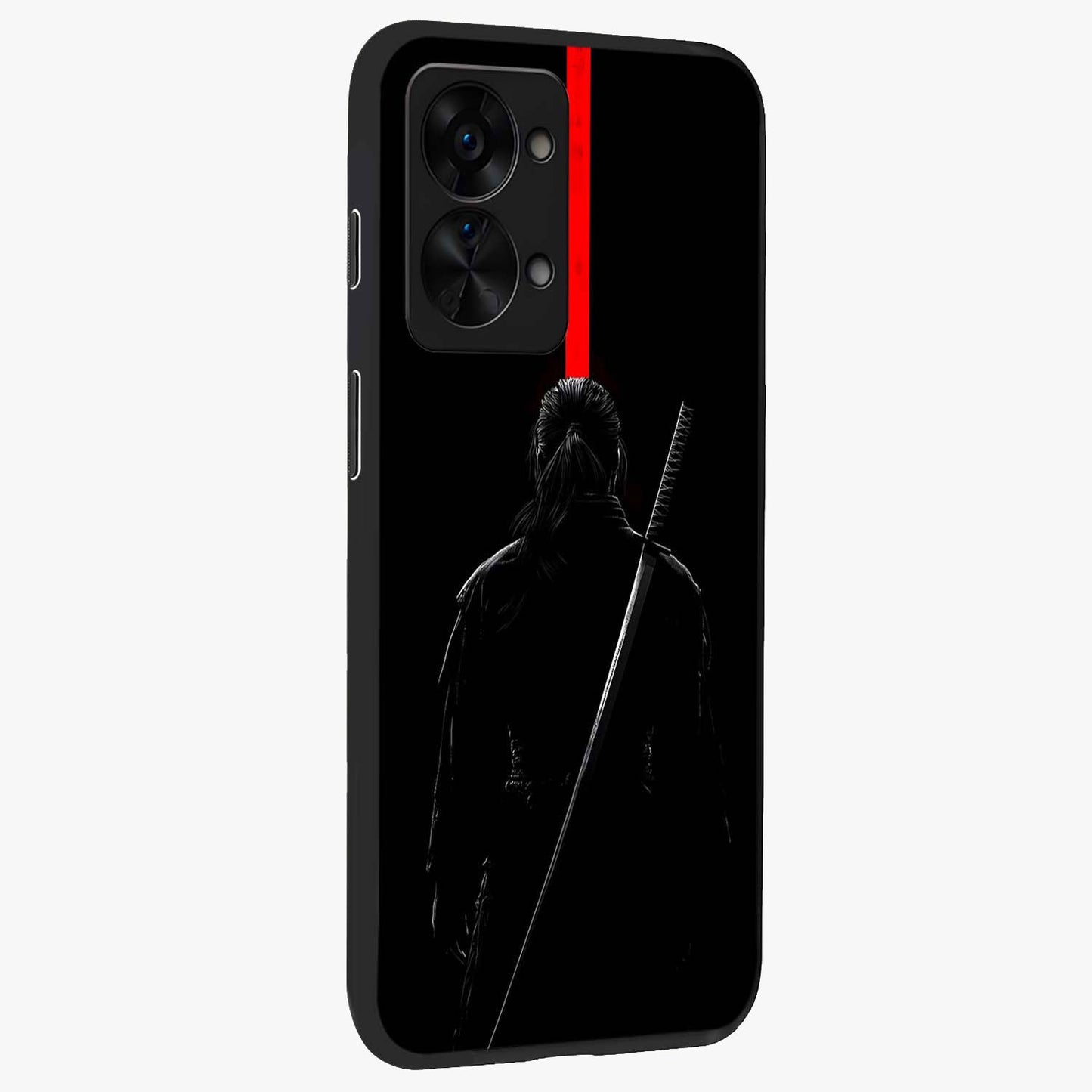 Silent Blade Resolve Glass Case for 1+Nord 2T side perspective highlighting sharp textures and sleek premium build