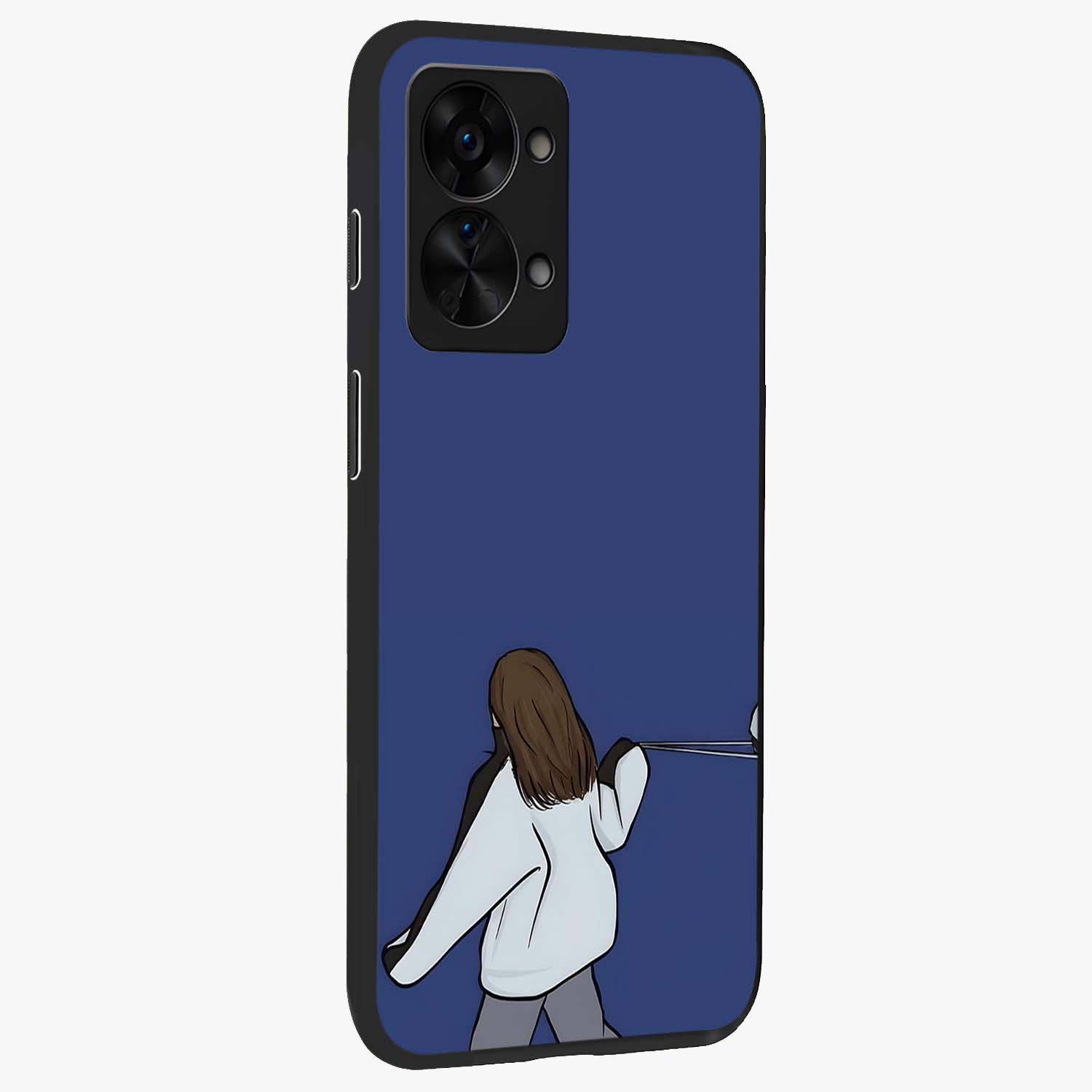 Silent Distance Love Glass Case for 1+Nord 2T side perspective highlighting delicate textures and premium edges