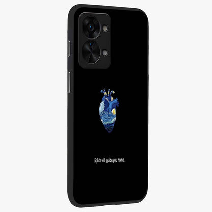 Starry Heart Compass Glass Case for 1+Nord 2T side perspective highlighting refined textures and sleek premium build