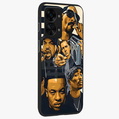 Urban Rap Legends Glass Case for 1+Nord 2T side perspective highlighting graphic textures and premium edges
