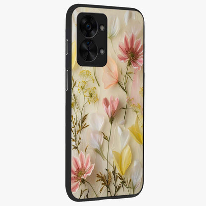 Whispering Petal Harmony Glass Case for 1+Nord 2T side perspective highlighting refined textures and premium edges