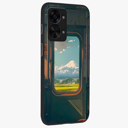 Window to Fuji Glass Case for 1+Nord 2T side perspective highlighting detailed horizon textures and smooth premium build