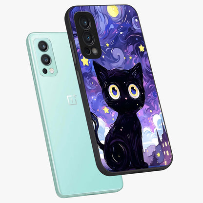 Abstract Cat Art Glass Case displayed in angled mockup highlighting modern abstract cat artwork and sleek glass surface.