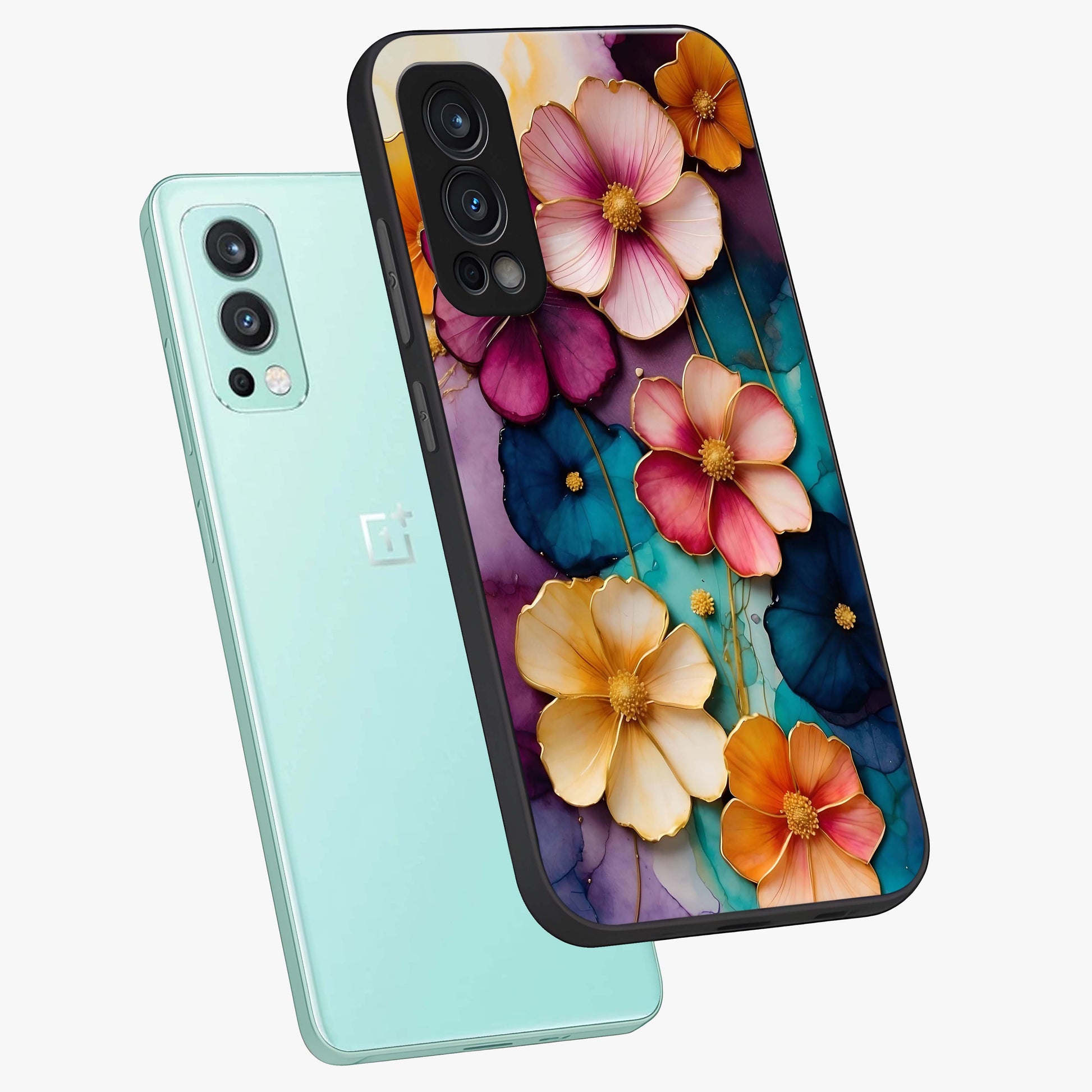 Artlyn Grace Flower Pattern Glass Case displayed in angled mockup highlighting delicate flower pattern design and smooth glass surface.