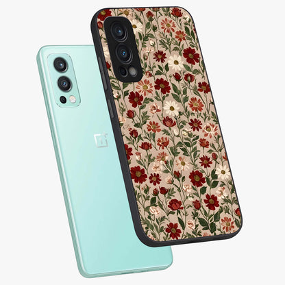 Biege Flower With Leaf Glass Case displayed in angled mockup highlighting minimal floral leaf design and elegant aesthetic.