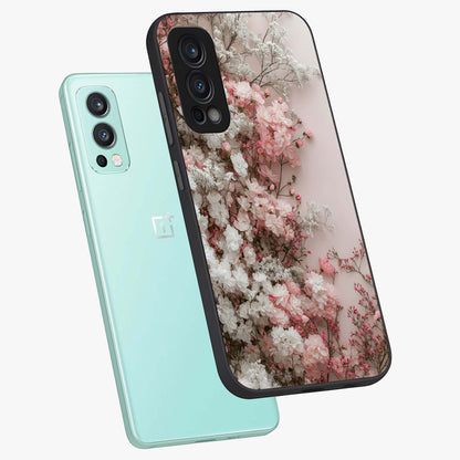 Blush Blossom Cloud Glass Case displayed in angled mockup highlighting soft cloud and blossom design with pastel aesthetic.