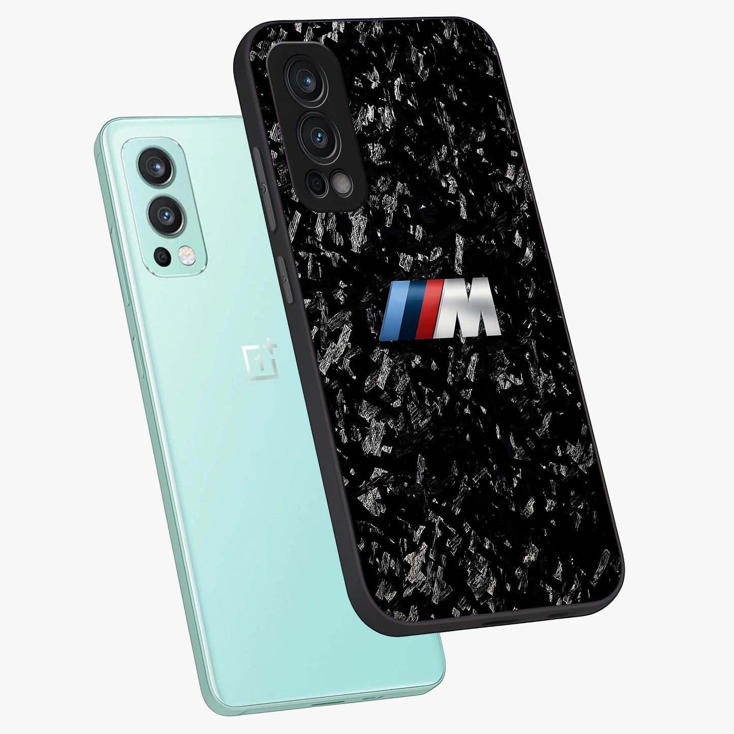 Carbon Speed Mark Glass Case displayed in angled mockup highlighting racing inspired carbon design and sleek aesthetic style.