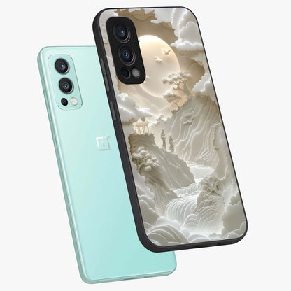 Celestial Origami Glass Case displayed in angled mockup highlighting geometric origami design with cosmic aesthetic theme.