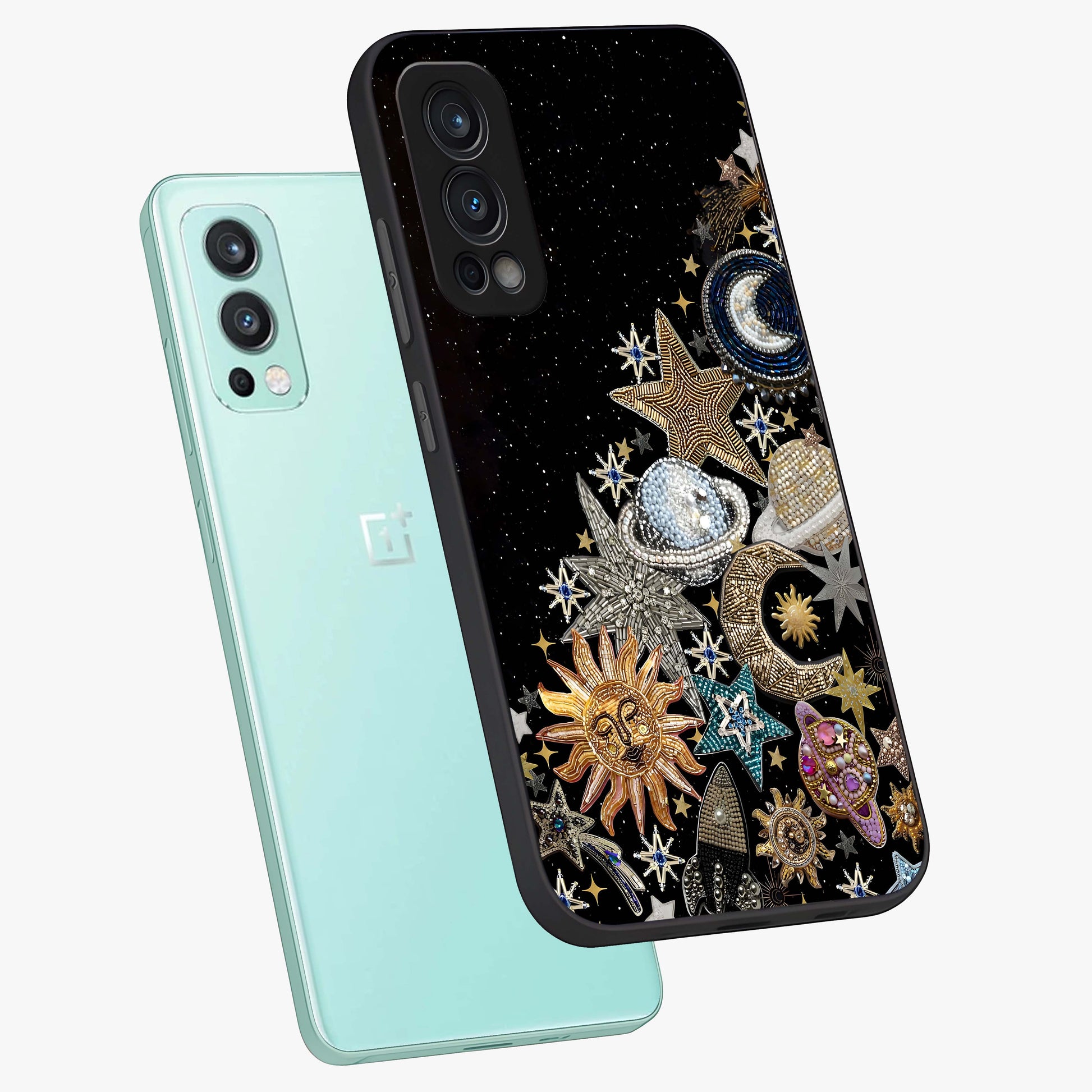 Cosmic Sparkle Dreams Glass Case displayed in angled mockup highlighting dreamy star sparkle design with celestial aesthetic.
