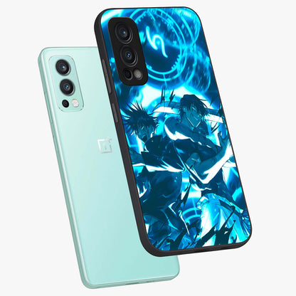Cursed Energy Clash Glass Case displayed in angled mockup highlighting powerful battle inspired graphic with anime style aesthetic.