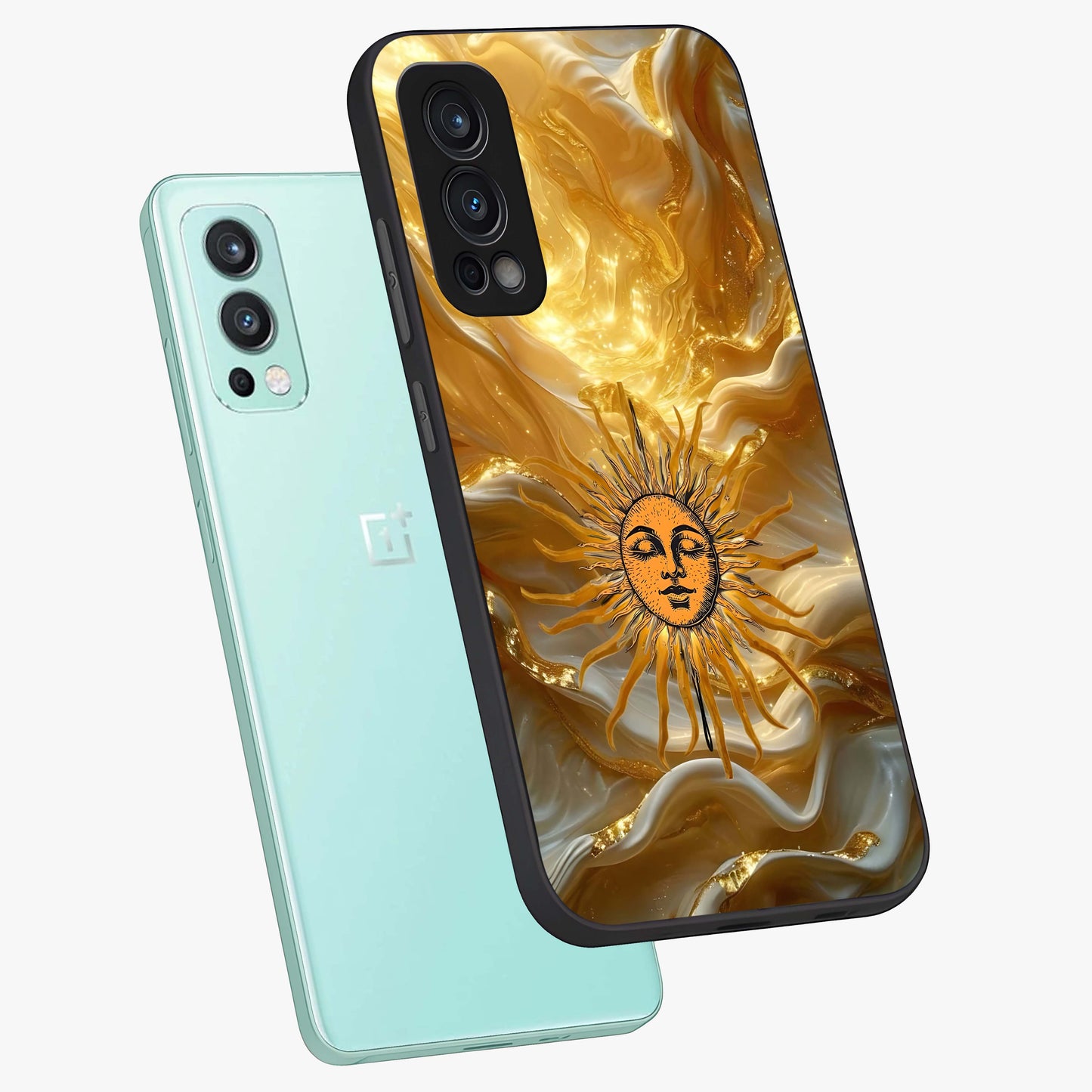 Eternal Golden Glow Glass Case displayed in angled mockup highlighting glowing golden aesthetic design with elegant style.